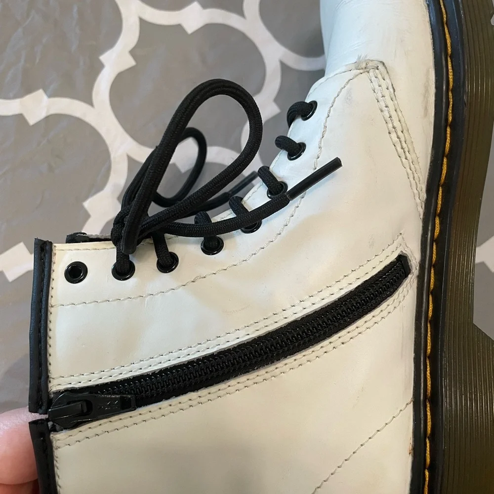 White Dr. Martens Size US 4 (women’s 5) White Combat Boots